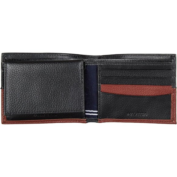 Nautica Men's Bifold Leather Wallet RFID Blocking ID Window Card Slots Brown - Picture 4 of 7